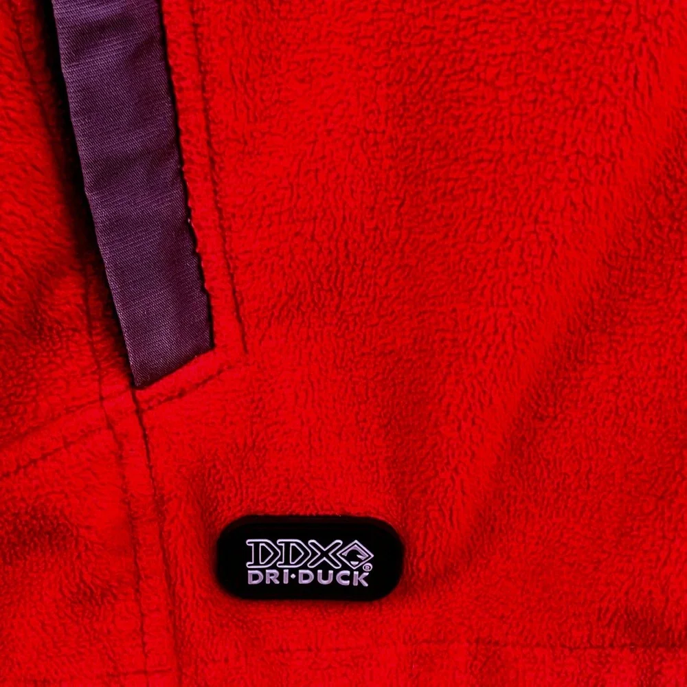 Dri Duck Red Gray Men's Large Outdoor Gorpcore Fleece Full Zip Jacket